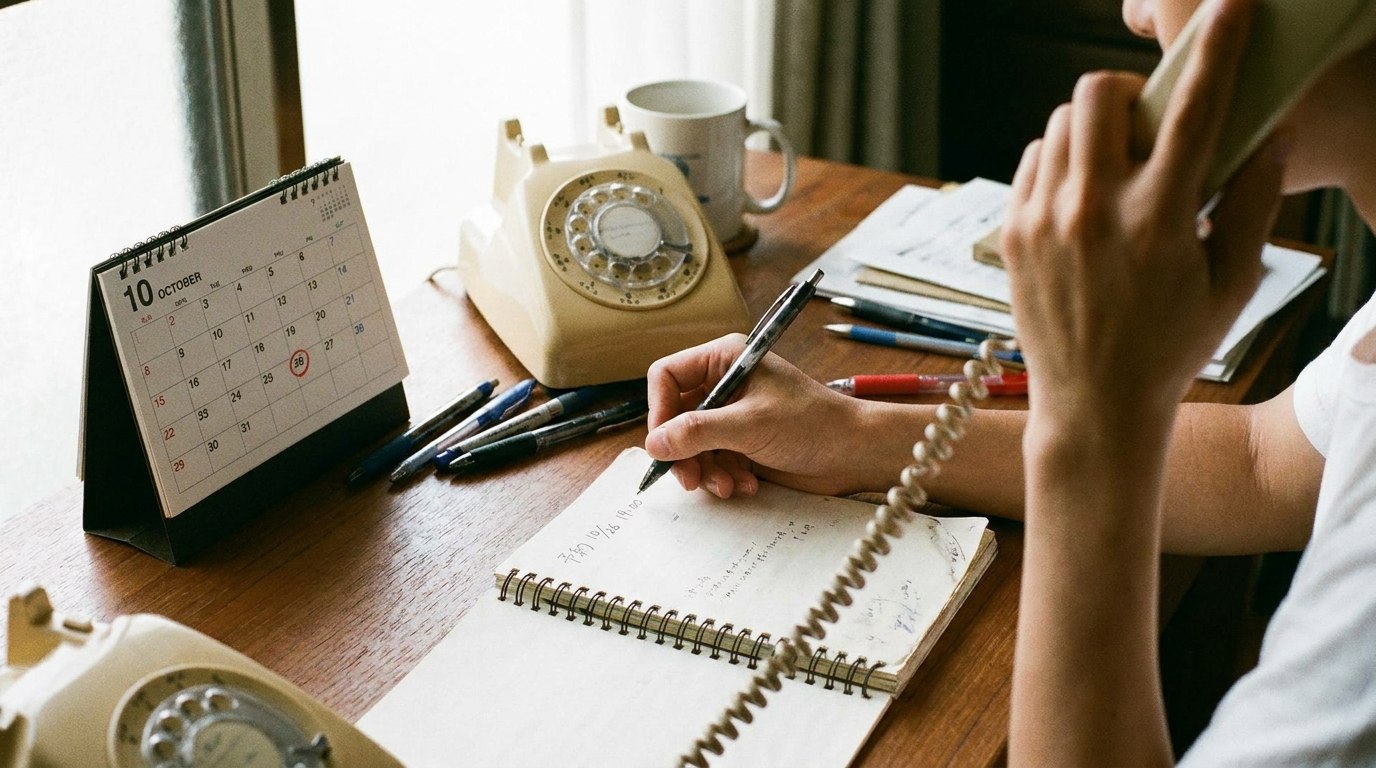 電話でくみ取りの予約を申し込む手元のイメージ