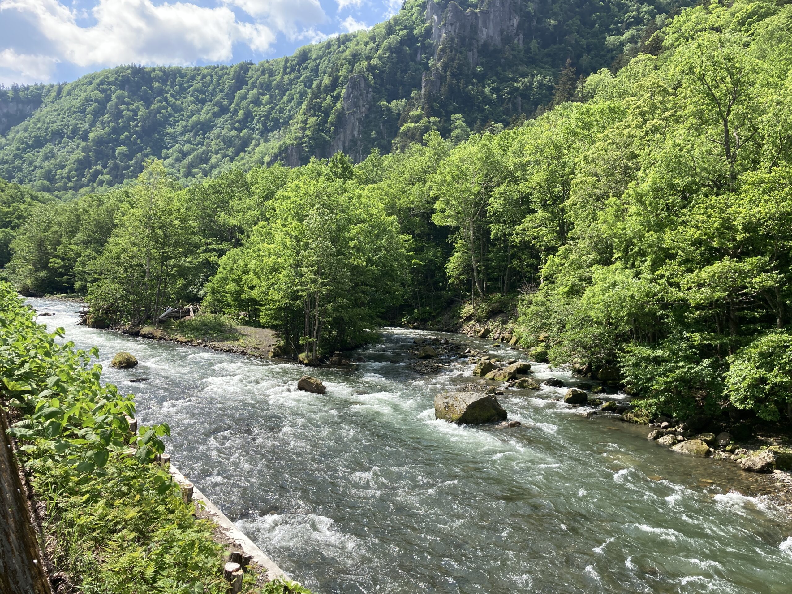 上川町層雲峡の石狩川と岩壁